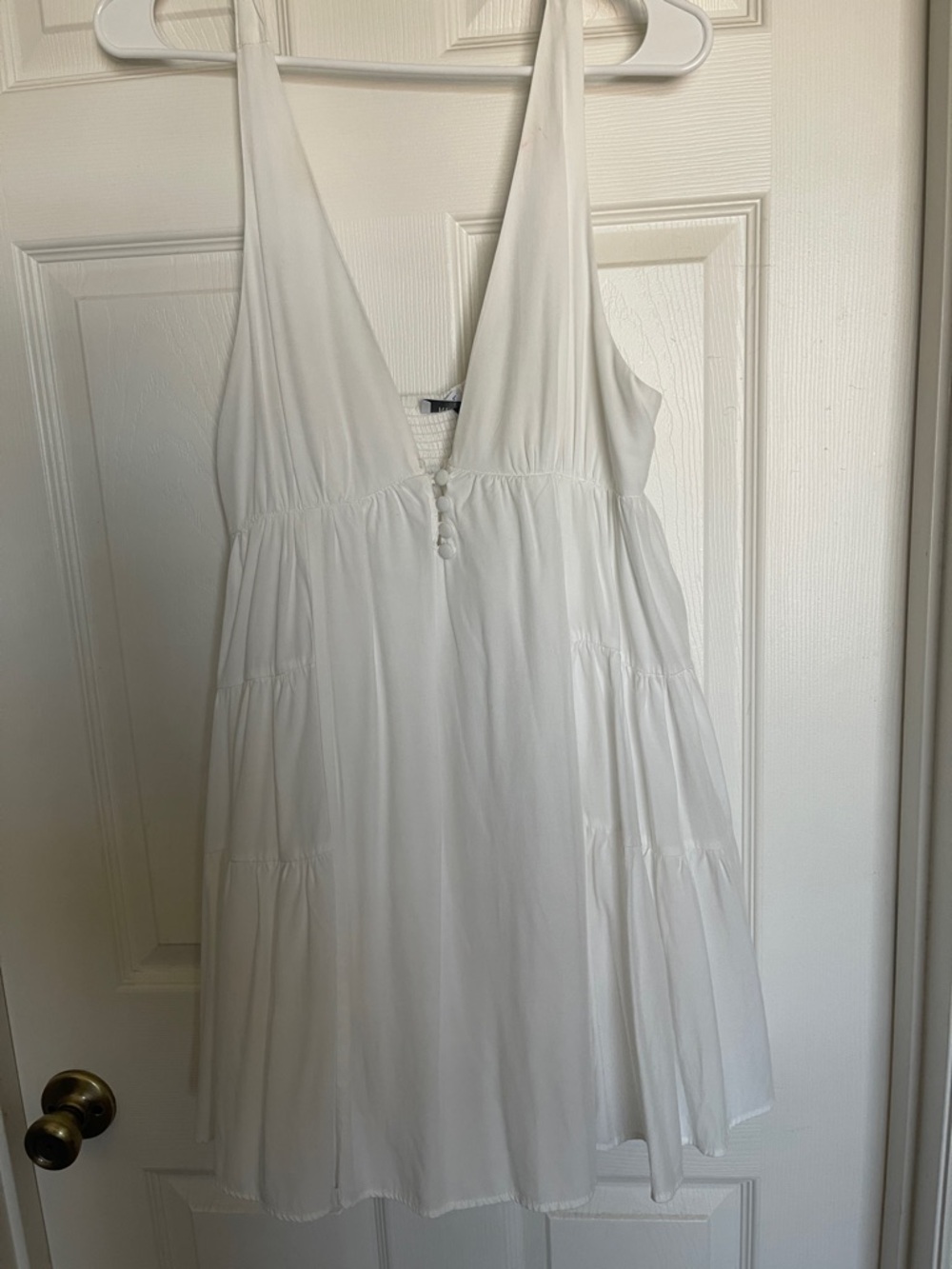 The Reset White Tiered Mini Dress